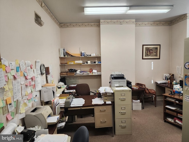 office featuring dark carpet