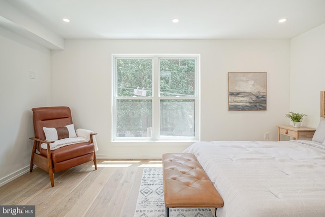 bedroom with light wood-type flooring