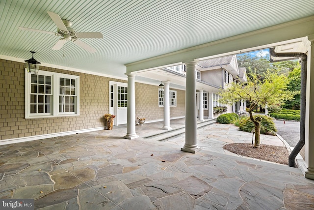 view of patio with ceiling fan