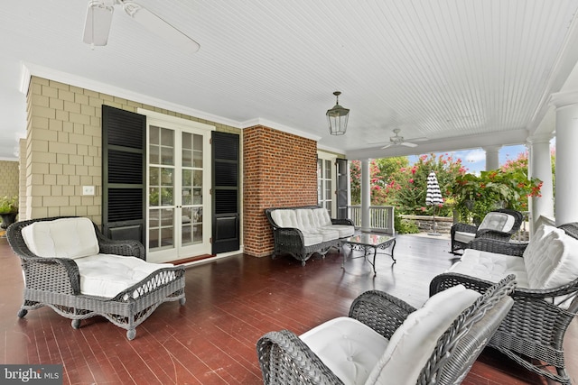 view of patio featuring outdoor lounge area and ceiling fan