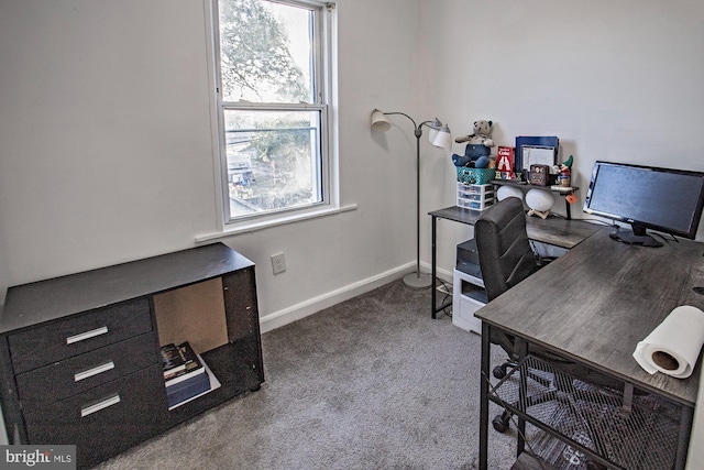 view of carpeted office space