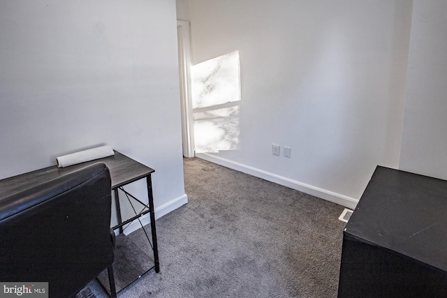 home office with carpet flooring