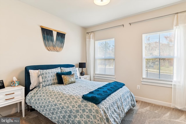 bedroom featuring multiple windows and carpet floors