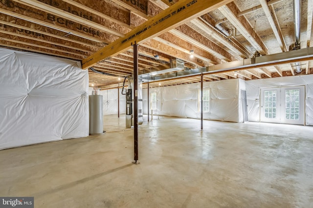 basement featuring water heater