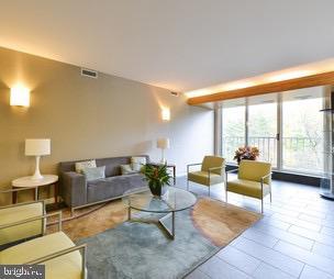 view of tiled living area