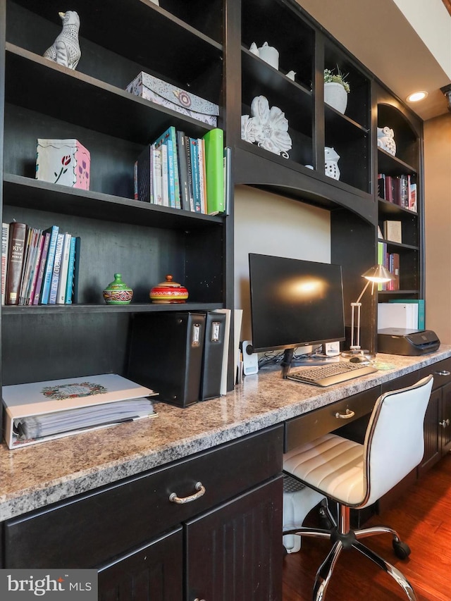 150 Depot Mills Dr, Gerrardstown, WV 25420 - office featuring built in study area and dark wood-style floors