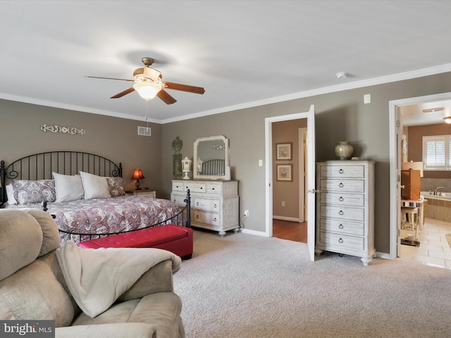 150 Depot Mills Dr, Gerrardstown, WV 25420 - bedroom with baseboards, ornamental molding, visible vents, and carpet