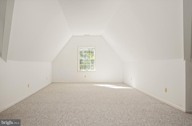 additional living space with carpet and vaulted ceiling