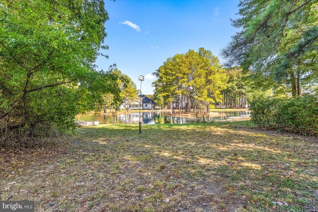 view of yard featuring a water view