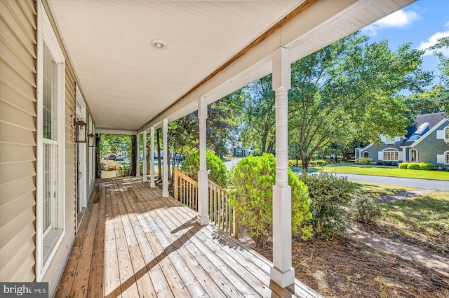 deck with a porch