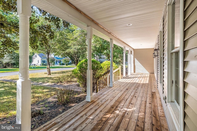 deck featuring covered porch