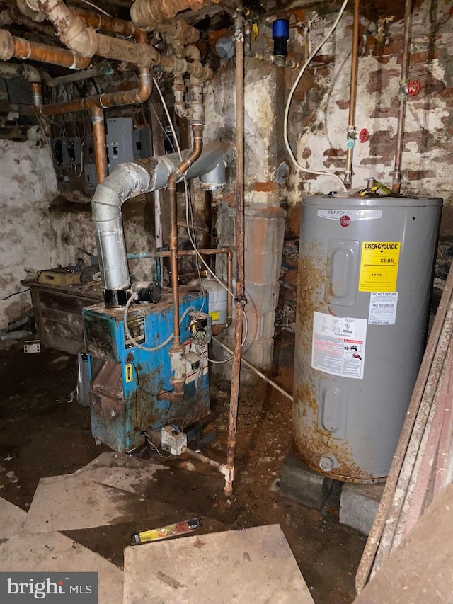 utility room featuring electric water heater