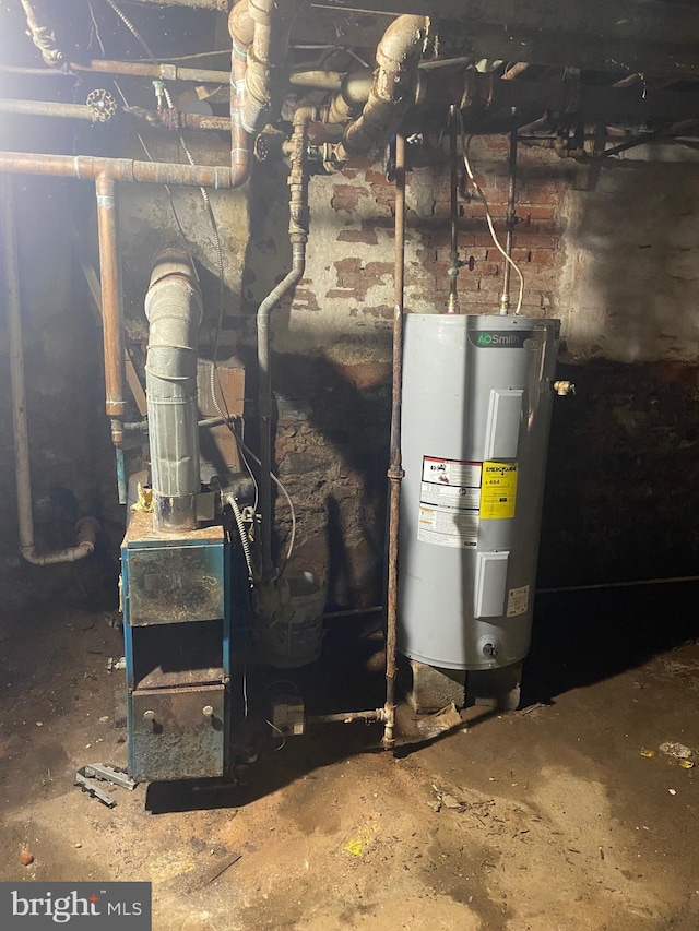 utility room with water heater