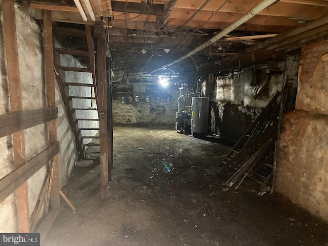 basement with water heater