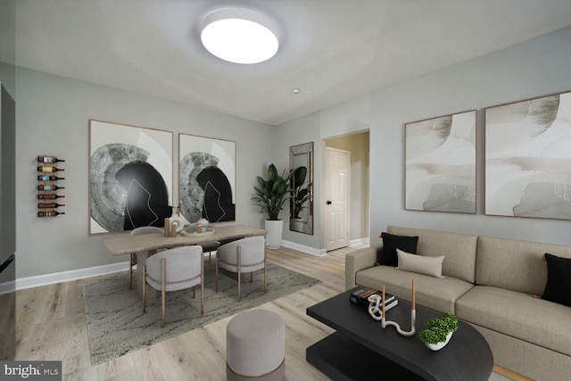 living room with light wood-type flooring