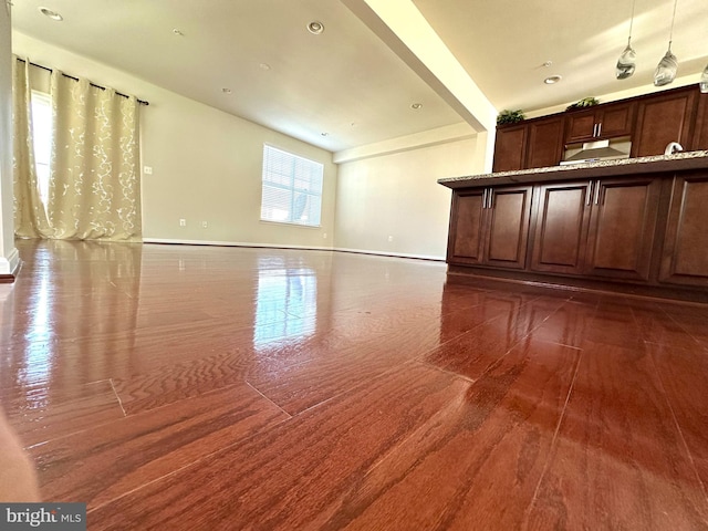 interior space with dark wood-type flooring