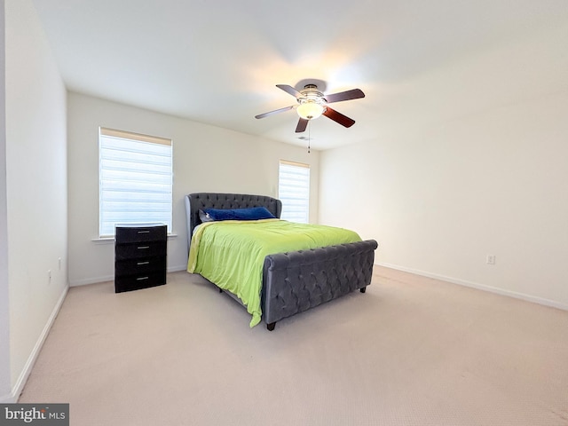 bedroom featuring carpet floors and ceiling fan