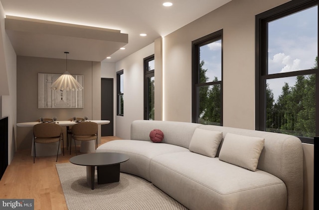 living room with light wood-type flooring