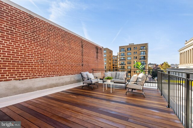 deck featuring an outdoor living space