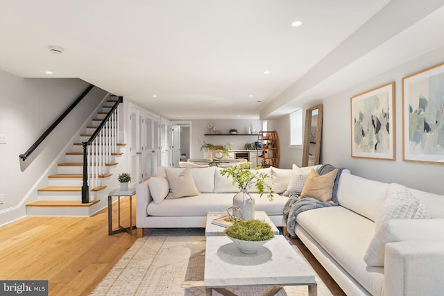 living room with light wood-type flooring