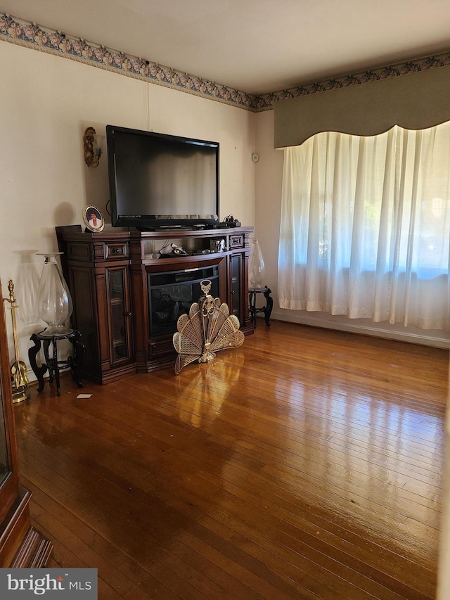 living room with hardwood / wood-style flooring and plenty of natural light