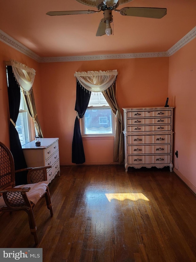 unfurnished room with dark hardwood / wood-style floors and ceiling fan