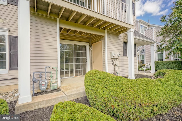 doorway to property with a balcony