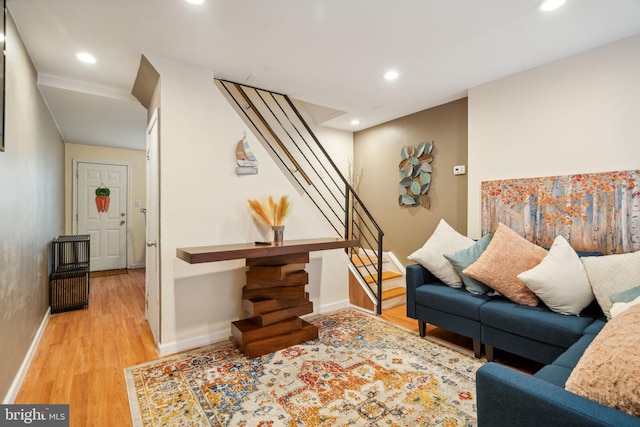 living room with light wood-type flooring