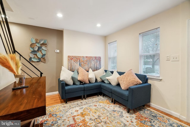 living room featuring light hardwood / wood-style floors