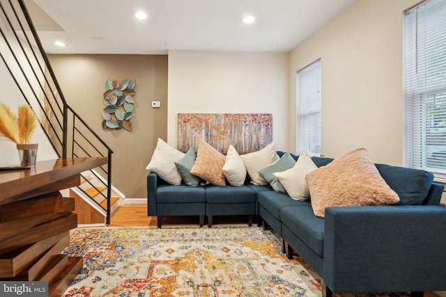 living room featuring light hardwood / wood-style floors