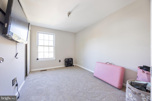 misc room with light colored carpet