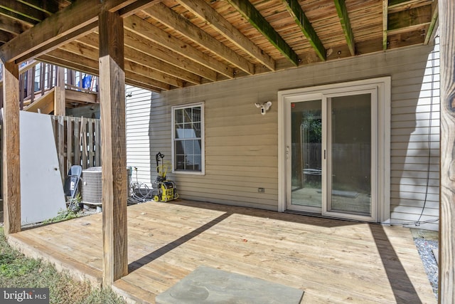 wooden deck featuring central AC