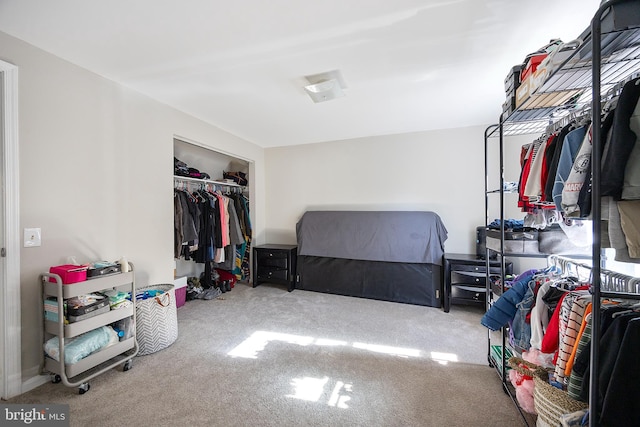 carpeted bedroom featuring a closet