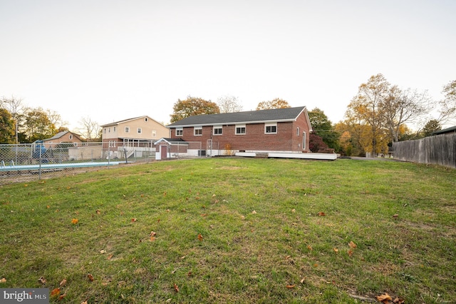 view of yard featuring a wooden deck