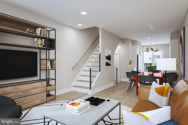 living room with light wood-type flooring