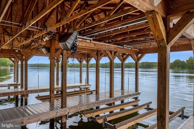 dock area featuring a water view