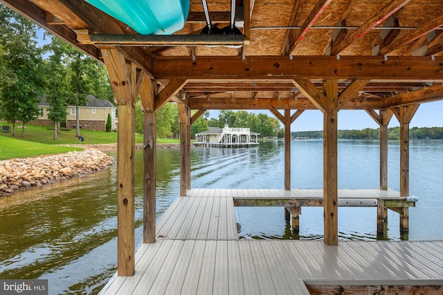 dock area featuring a water view