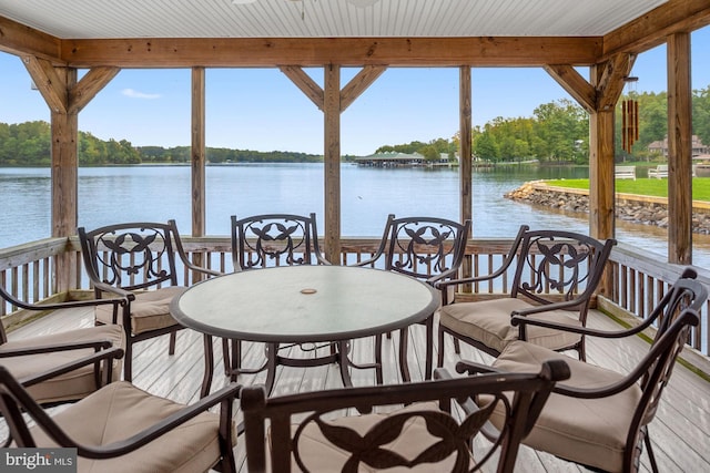 view of dock featuring a water view