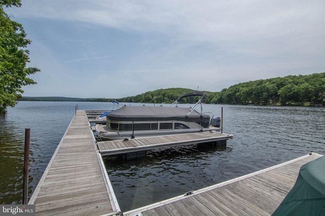 view of dock featuring a water view