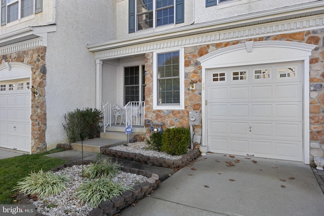 entrance to property with a garage