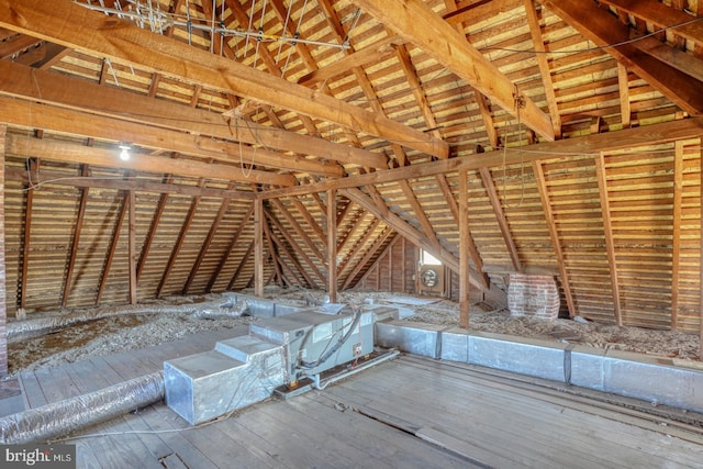 view of unfinished attic