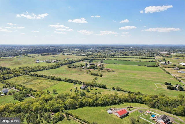 bird's eye view with a rural view