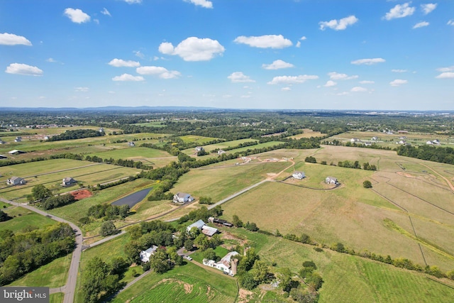 aerial view featuring a rural view