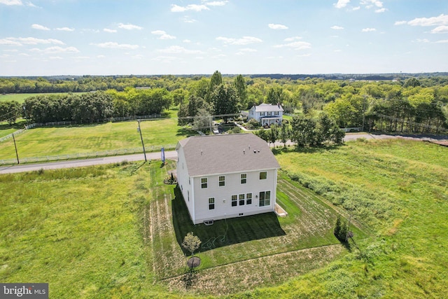 drone / aerial view with a rural view