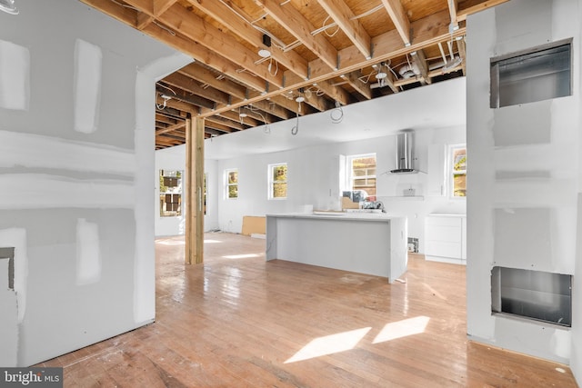 living area featuring light wood finished floors