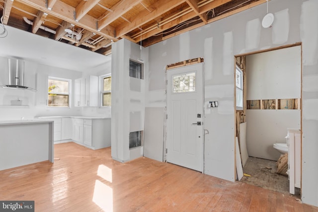 entrance foyer with a healthy amount of sunlight and light wood-style floors