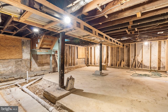 view of unfinished below grade area