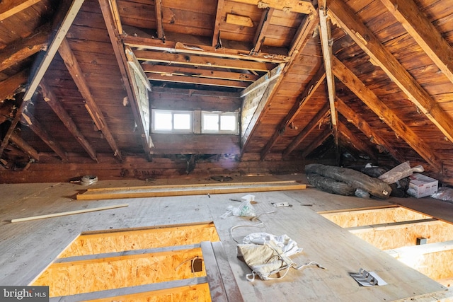 view of unfinished attic