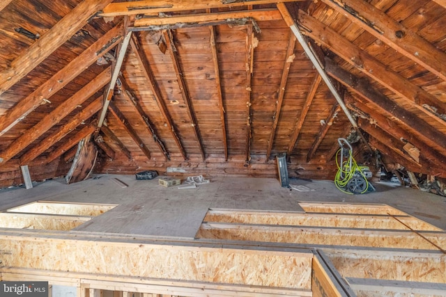 view of unfinished attic