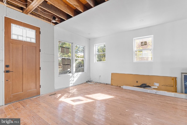 foyer entrance featuring light wood-type flooring